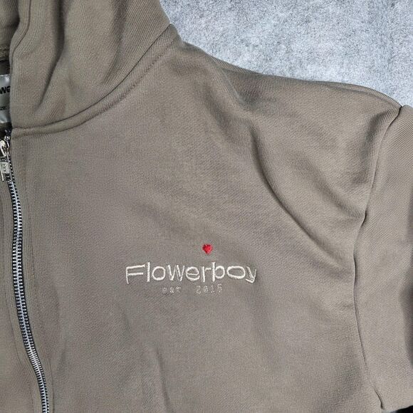 Flowerboy‎ Project Hoodie Mens Large Full Zip Embroidered Heart Streetwear - Picture 3 of 9